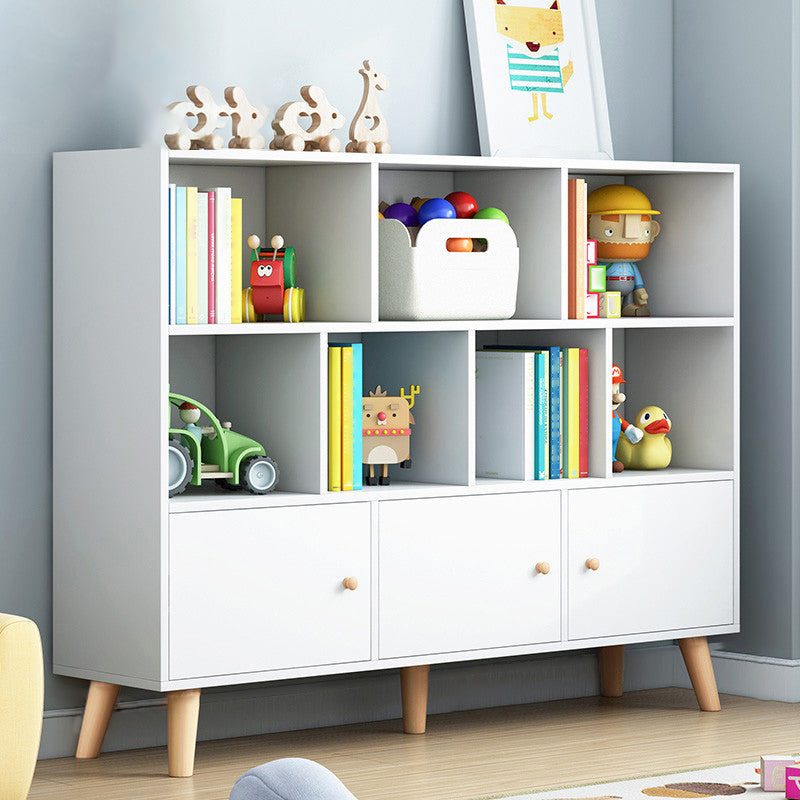 Scandinavian Manufactured Wood Bookcase Closed Back Bookcase with Doors White Clearhalo 'Bookcases' 'furn' 'furn_bookcases' 'Furniture' 'Office Furniture' 5123332