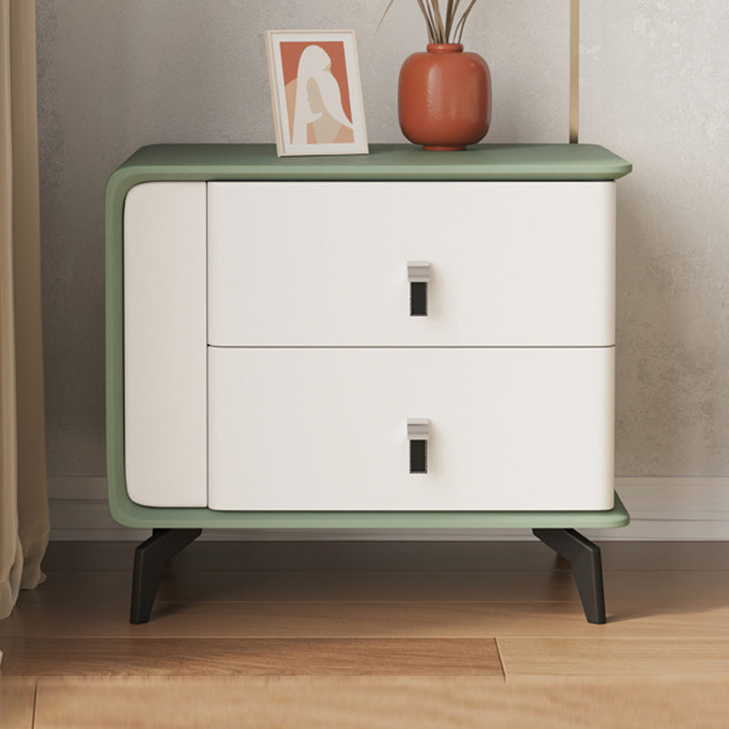 Modern Faux Leather Night Table 19'' Tall 2-Drawer Nightstand with Legs Green Clearhalo 'Bedroom Furniture' 'furn' 'furn_night_stand' 'Furniture' 'night_stand' 'Nightstands' 5126416