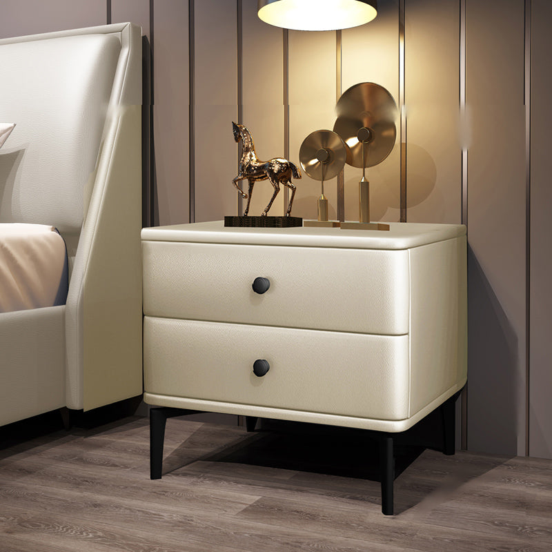 19 '' TALL MODERNE LED MODETTAND Table de nuit à 2 tirages en cuir avec jambes