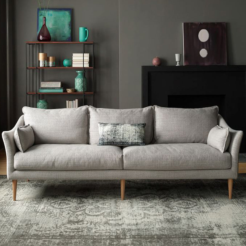 Linen Modern Sloped Arm Sofa Wooden Standard Sofa for Living Room, Apartment 83"L x 33.5"W x 27"H Light Gray Clearhalo 'furn' 'furn_sofas' 'Furniture' 'Living Room Furniture' 'Sofa' 'sofas' 5126976