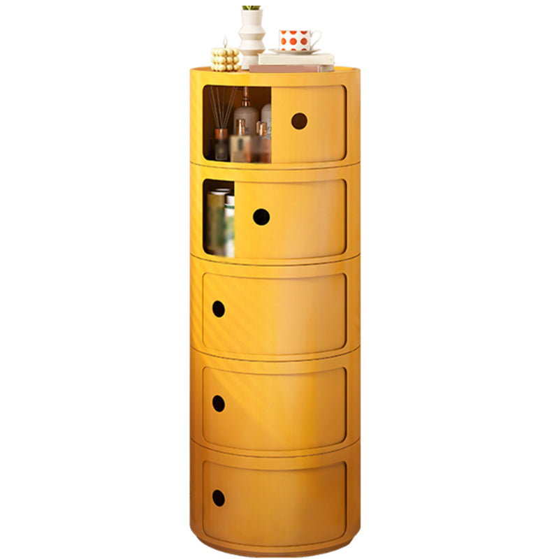 Dia Tavolo laterale di plastica rotonda Nordic in giallo/verde con conservazione