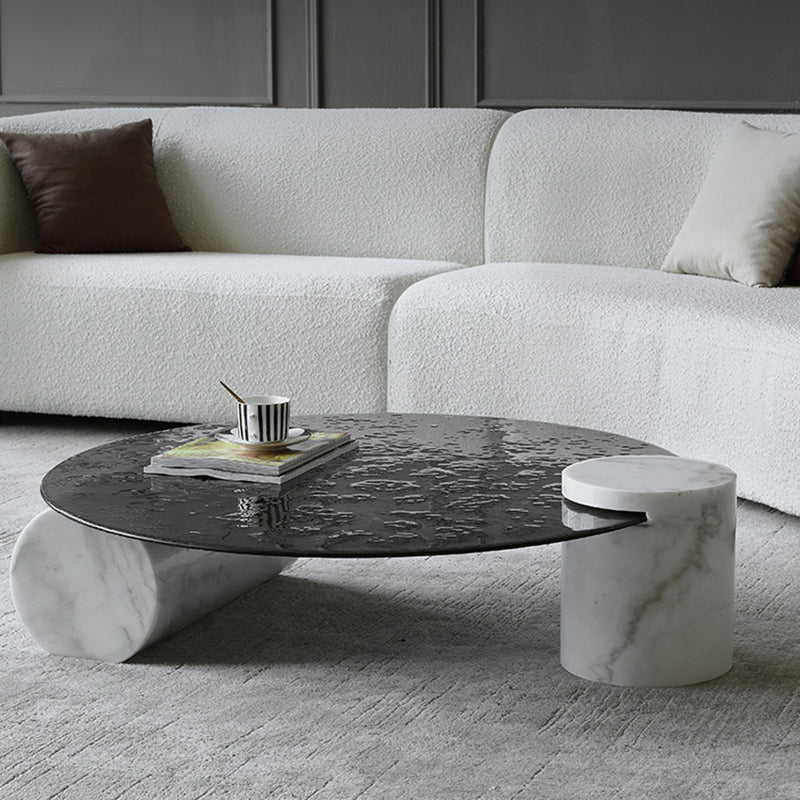 Tavolino in vetro trasparente rotondo 2 gambe base 1 tavolo da cocktail singolo