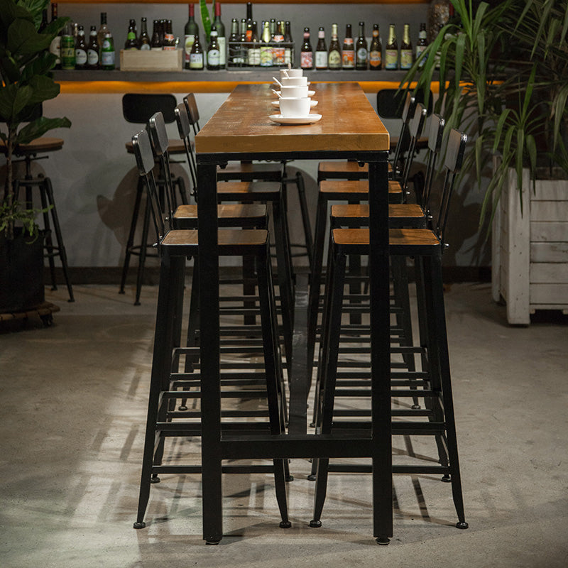 Coffee Shop Bar Height Counter Height Table Industrial Solid Wood Rectangle Pub Table 94.5"L x 15.7"W x 41.3"H Without Chairs Clearhalo 'Bar Furniture' 'Bar Tables' 'bar_tables' 'furn' 'furn_bar_tables' 'Furniture' 'Kitchen & Dining Furniture' 5130428
