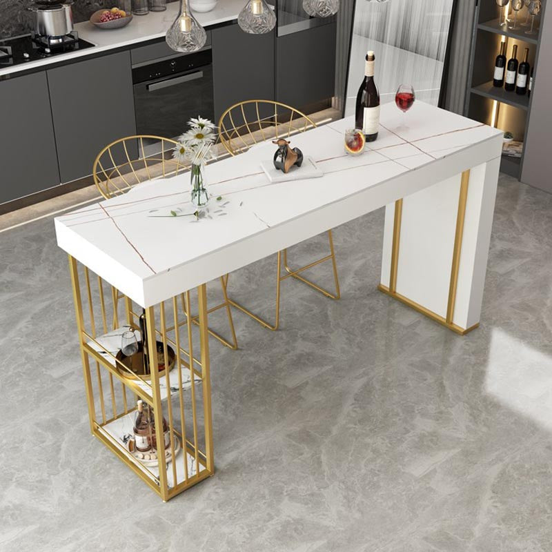 Contemporary Bistro Bar Desk Storage Kitchen Rectangle Stone Bistro Bar Table