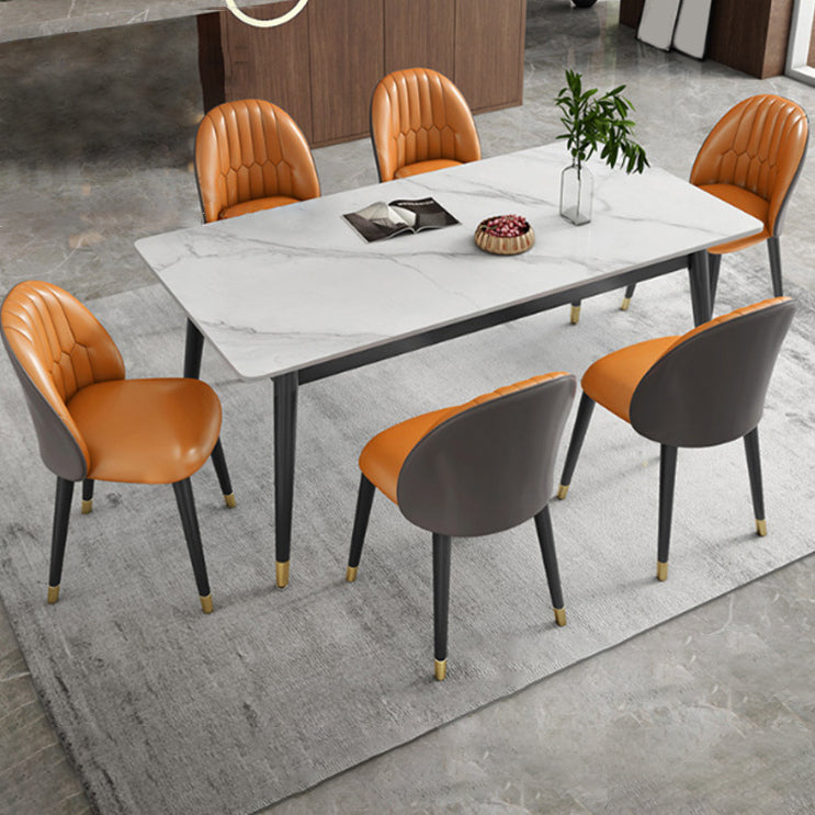 Modern Style Sintered Stone Top Dinette Set 1/2/5/7 Pieces Rectangular Dining Set