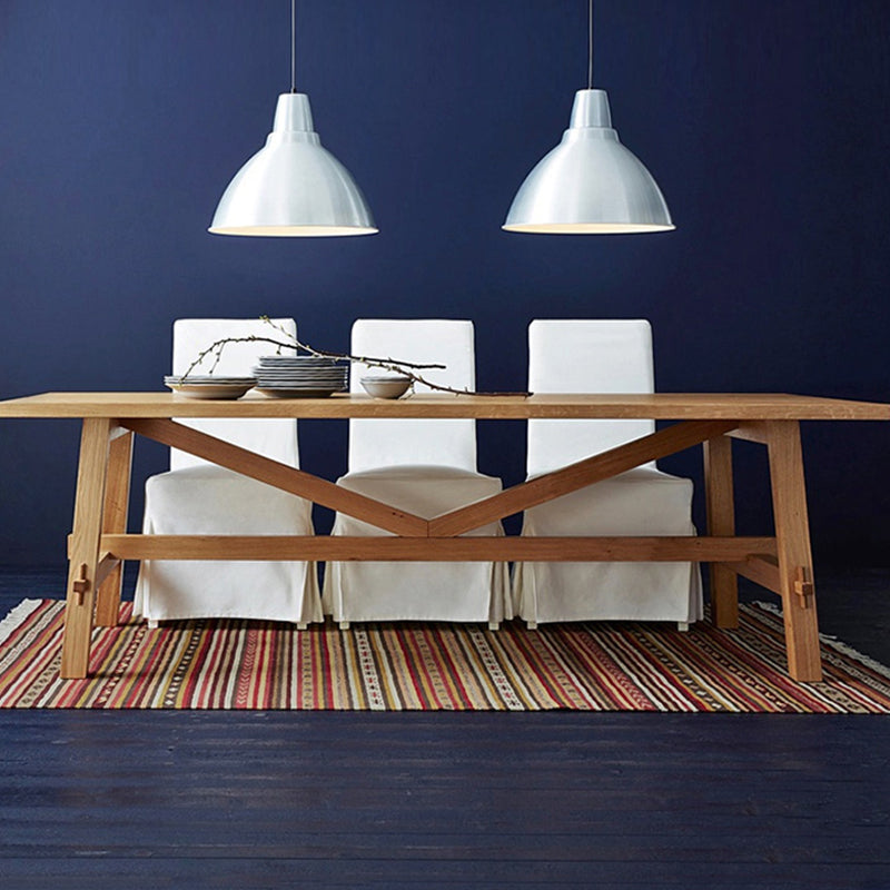 Mesa de comedor de madera maciza rectángulo Mesa de contador de caballete moderna en natural