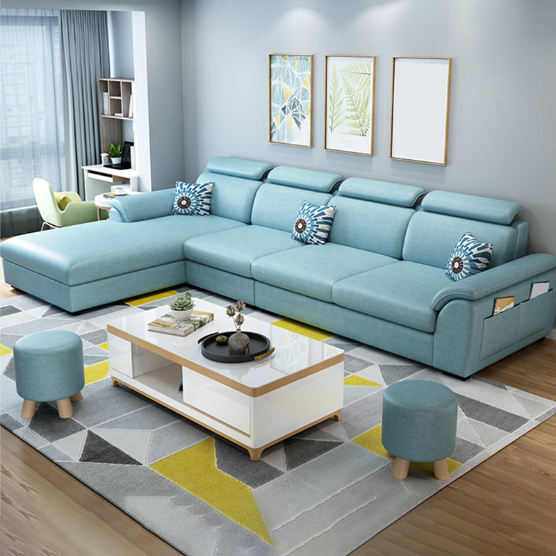 Modern Fabric/Faux Leather Sofa & Chaise with Storage for Living Room