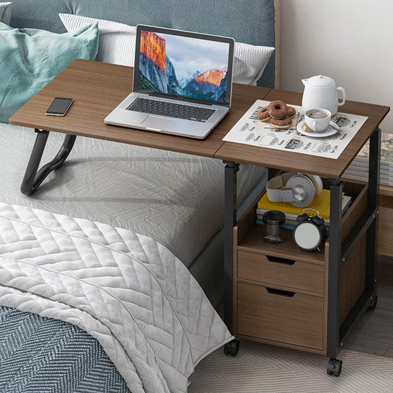 Bureau d'écriture rectangulaire moderne bureau de bureau réglable en bois avec roues lance-roues