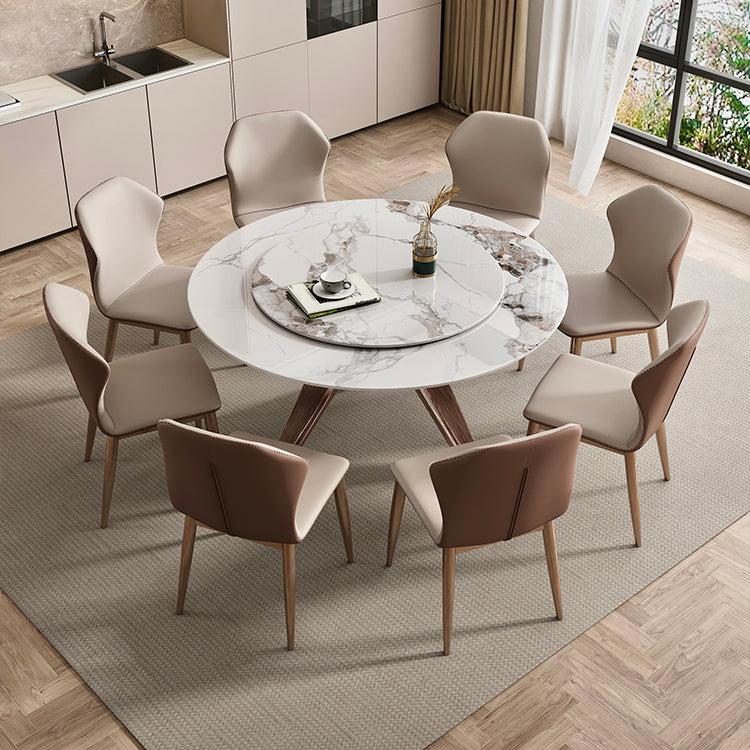 Set moderno dinette rotondo 1/4/7/9 pezzi Sinterizzato Tavolo da pranzo in pietra con giradischi