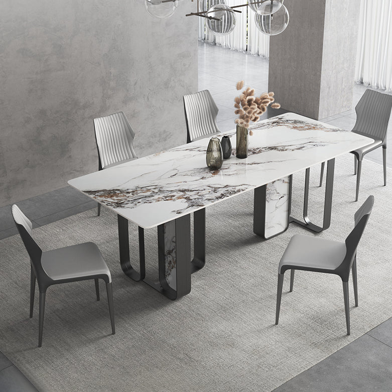 Ensemble de restauration en pierre de style fritté de concepteur Rectangle 1/3/4/5/6 pièces de table de table