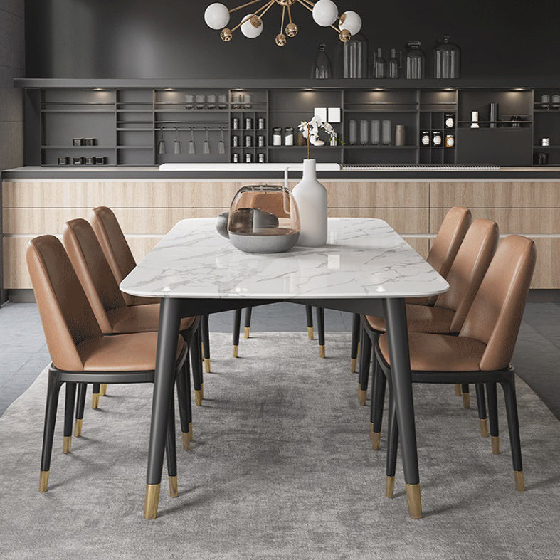 Moderne eettafel witte steen en marmeren eettafel voetstuktafel sleeën