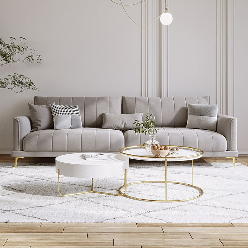 Zeitgenössischer Square Standard Arm Sofee Couch mit Kissen in Grau