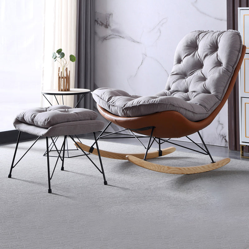 Armless Accent Chair 37.40" L x 37.40" W x 35.43" H Tufted Back Lounge Chair Grey With Ottoman Clearhalo 'Accent Chairs' 'accent_chairs' 'Chairs & Seating' 'furn' 'furn_accent_chairs' 'Furniture' 'Living Room Furniture' 5149978