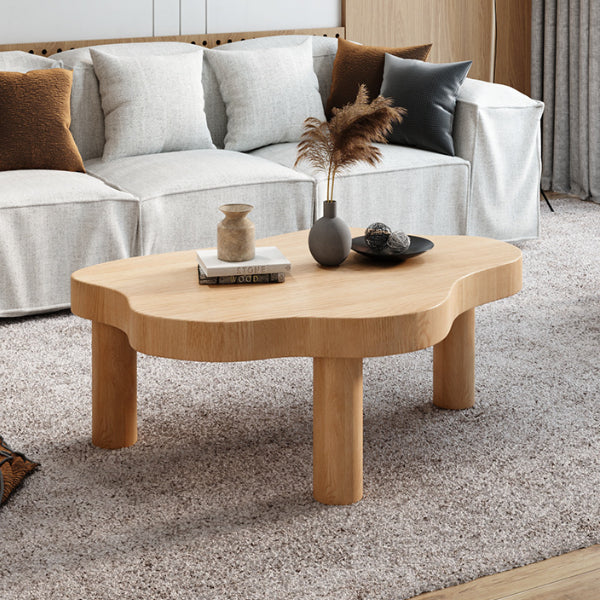 15.7"H Modern Style Wooden 3-leg Base Irregular Solid Color Coffee Table
