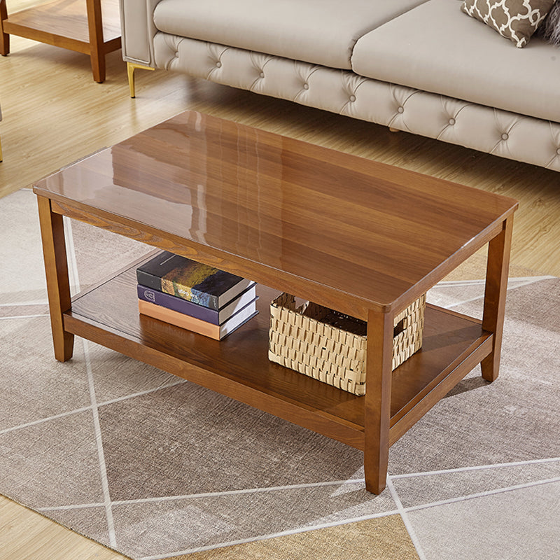 Nordic Rectangular Coffee Table Shelf Included Wood Cocktail Table -19.7"