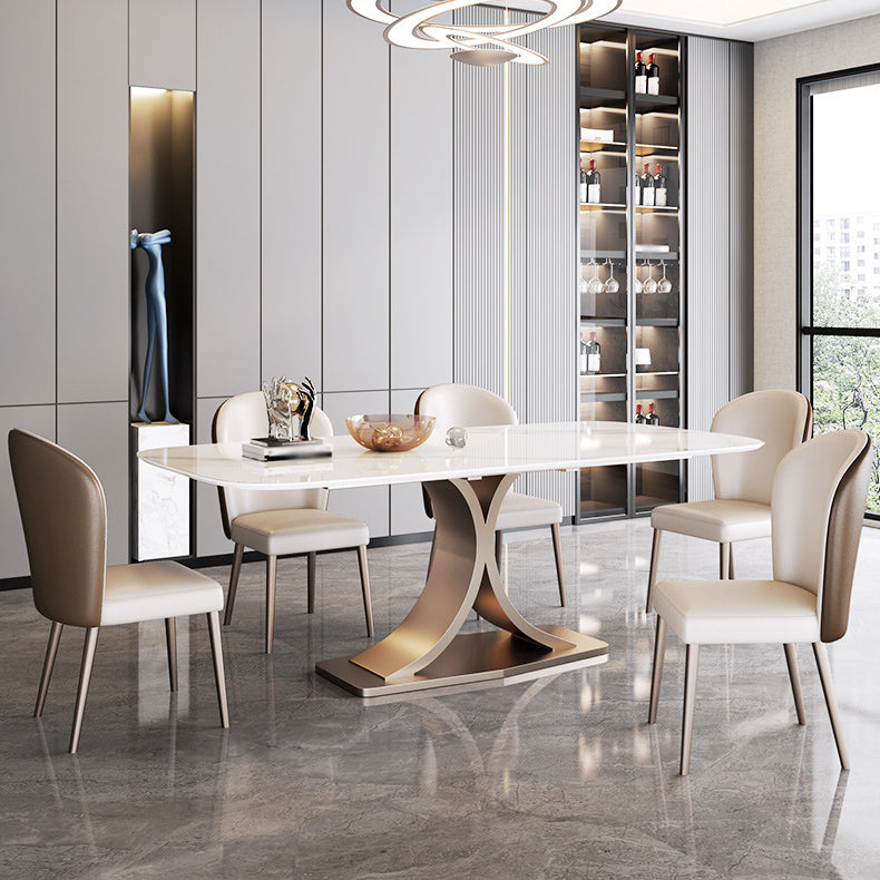 Set da pranzo in pietra sinterizzato di lusso rettangolo 1/3/4/5/6 pezzi set da pranzo