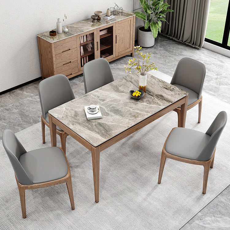 Midcentury Style Dining Table Rectangle Stone Dining Site Table for Home 59.1"L x 35.4"W x 29.5"H Without Chairs Clearhalo 'Dining Tables & Seating' 'Dining Tables' 'dining_table' 'furn' 'furn_dining_table' 'Furniture' 'Kitchen & Dining Furniture' 5155251