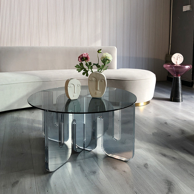 Acrylic Round Coffee Table Clear Cocktail Table for Living Room - Clearhalo
