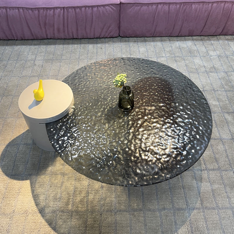 2 Legs 1 Single Coffee Table Modern Glass Cocktail Table in Clear