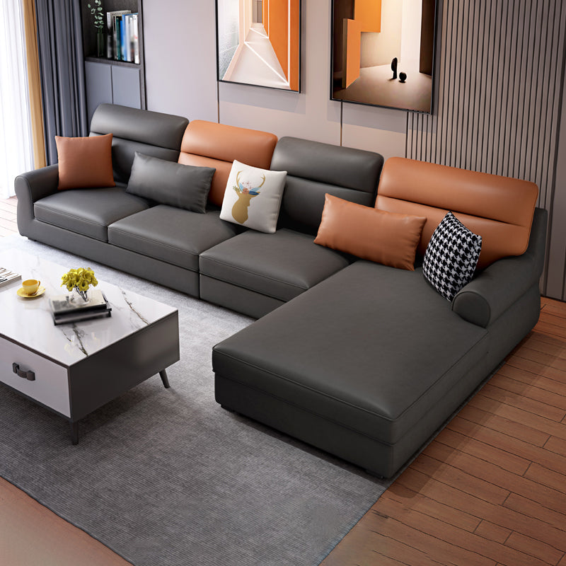 Coussins de bras roulé à forme en L canapé sectionnel avec chaise