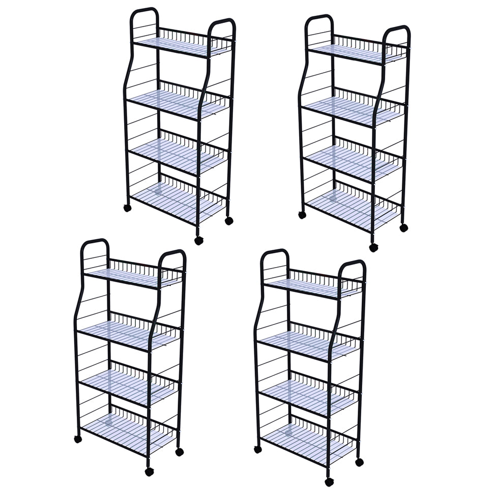 Modern Steel Bookshelf with Wheels Open Bookcase for Living Room