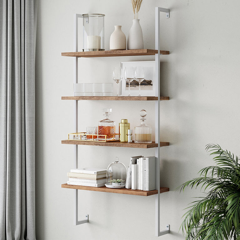 Libreria a parete a parete a parete con telaio metallico contemporaneo per la casa per l'home office