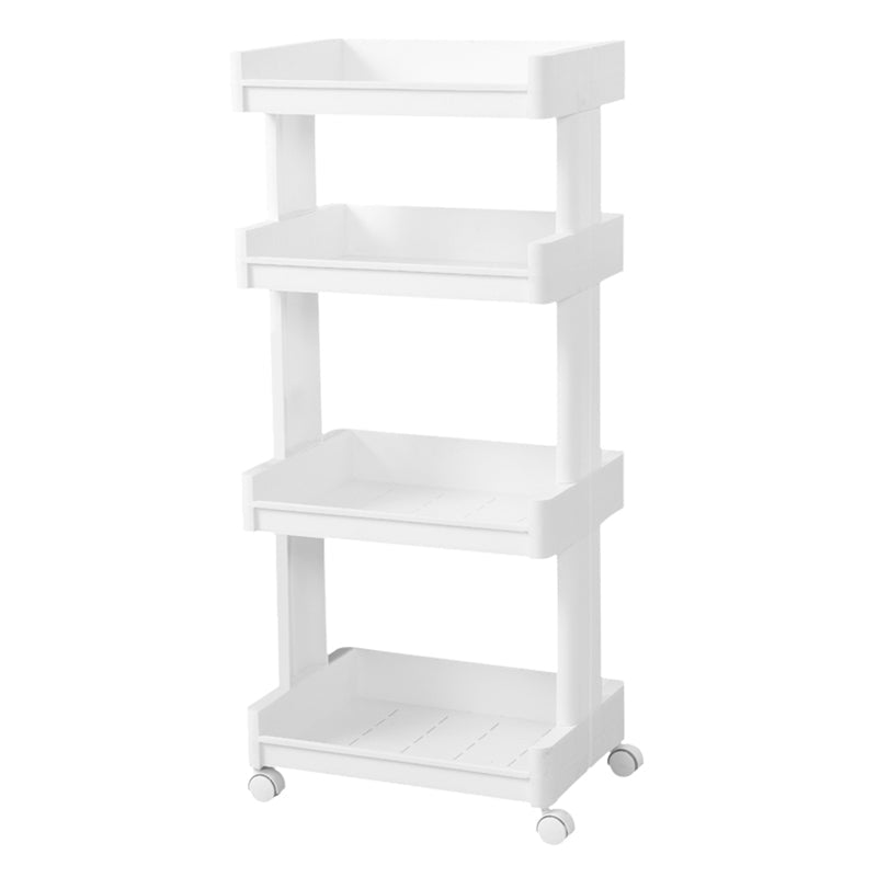 Plastic Geometric Bookcase Contemporary Style Open Back Shelf with Wheels