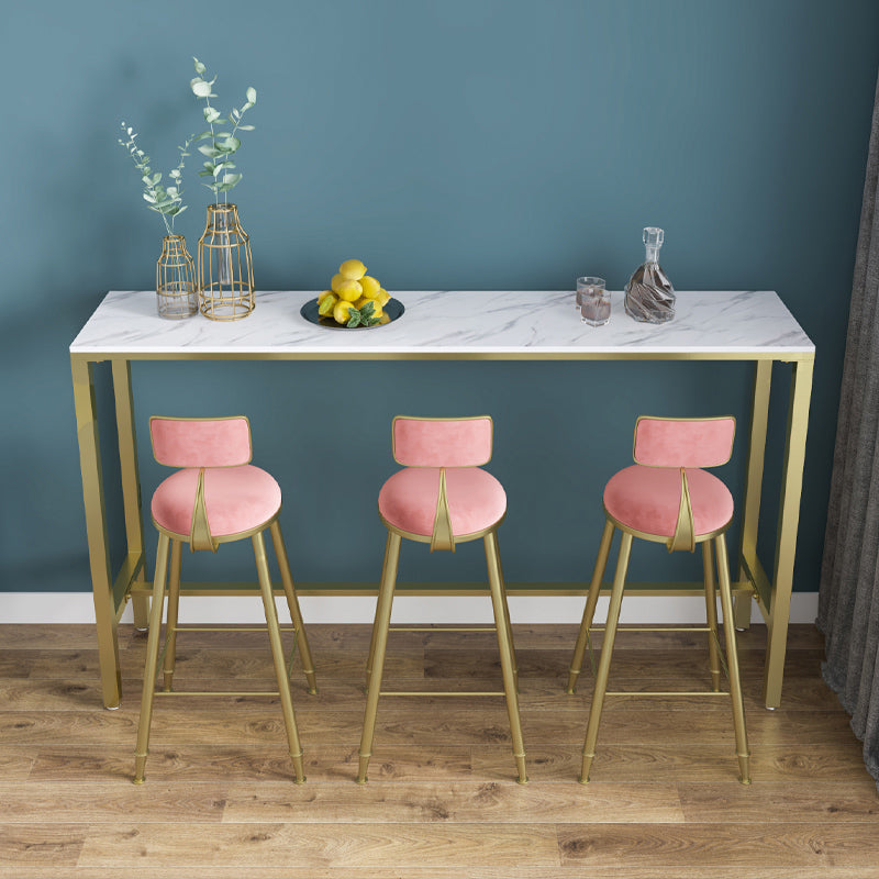 1/2/4 pièces Glam Bar Table Set Rectangle Bistro Ensemble avec haut de pierre blanc