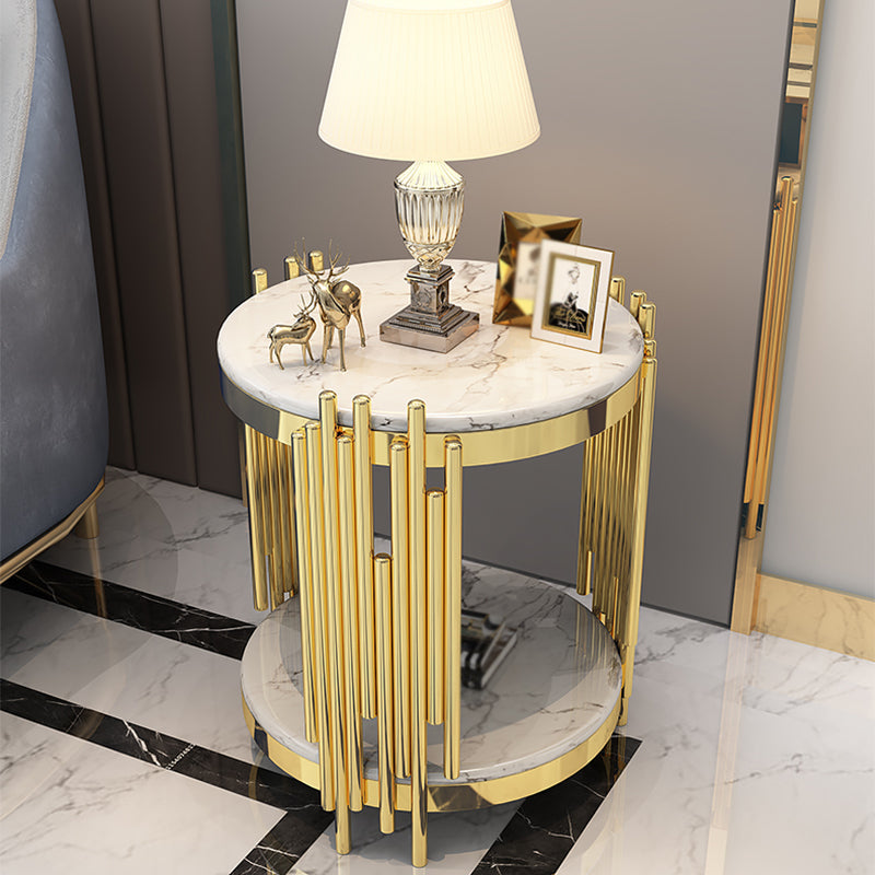 Marble/glass Round Coffee Table with Three Legs for Living Room