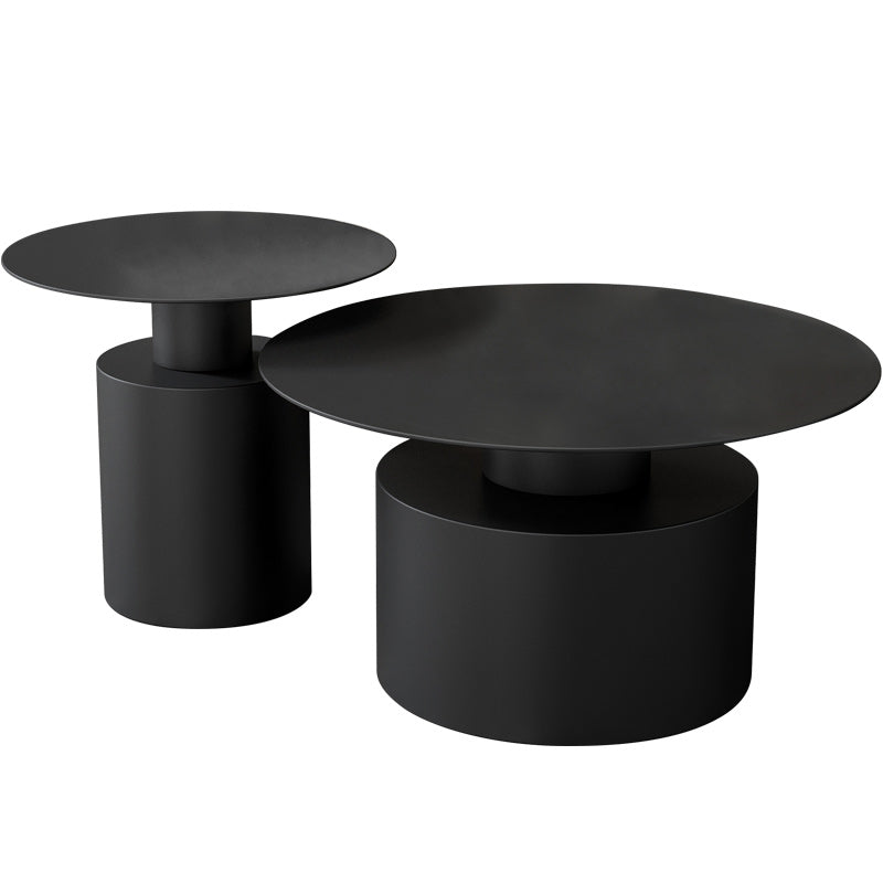 Modernismo piedistallo nero/nero 1 tavolino rotondo in metallo