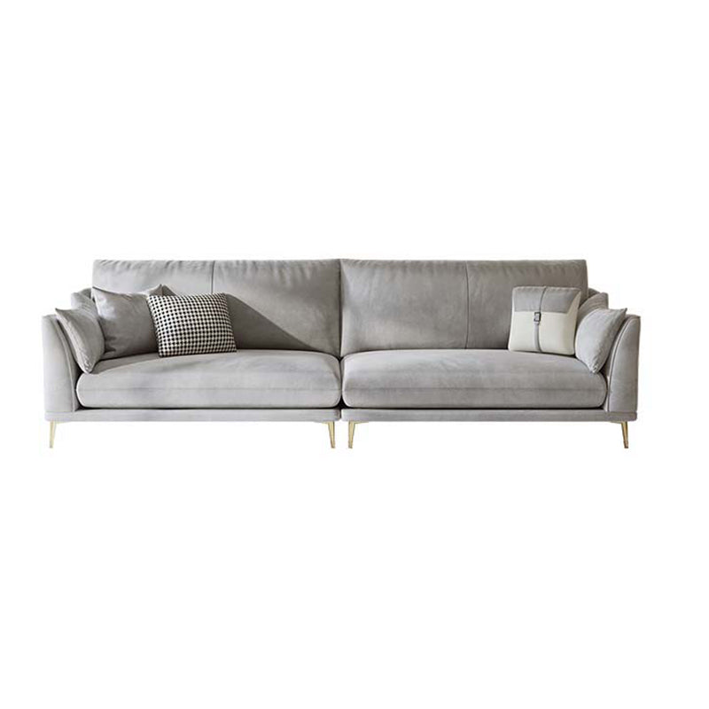 with Pillows Contemporary Sloped Arm Standard Settee Couch in Grey Clearhalo 'furn' 'furn_sofas' 'Furniture' 'Living Room Furniture' 'Sofa' 'sofas' 5162392