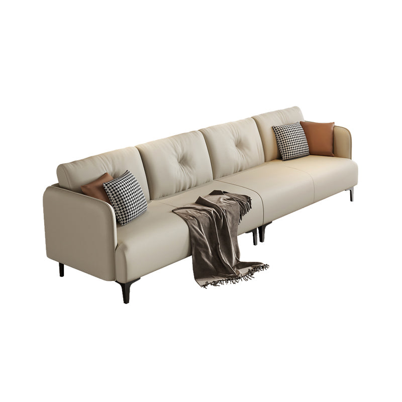 Tufted Square Arm Standard Modern Settee Couch in Orange/white