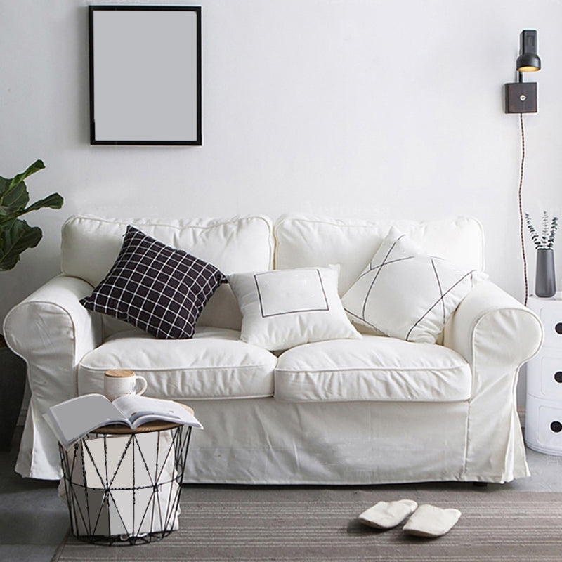 コンテンポラリーホワイトクッション標準ロールアーム2シーターソファ