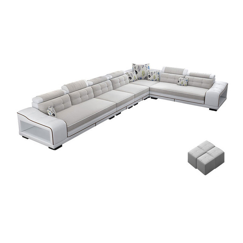 Modern Style Sectional Tufted Back Ramp Armrest White Storage Rack Sofa 142"L x 94.5"W x 33.5"H Right Clearhalo 'furn' 'furn_sectionals' 'Furniture' 'Living Room Furniture' 'Sectionals' 5163070