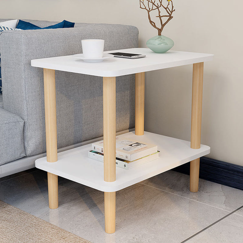 Cocktail Table Artificial Wood White/black/wood/red Square Coffee Table