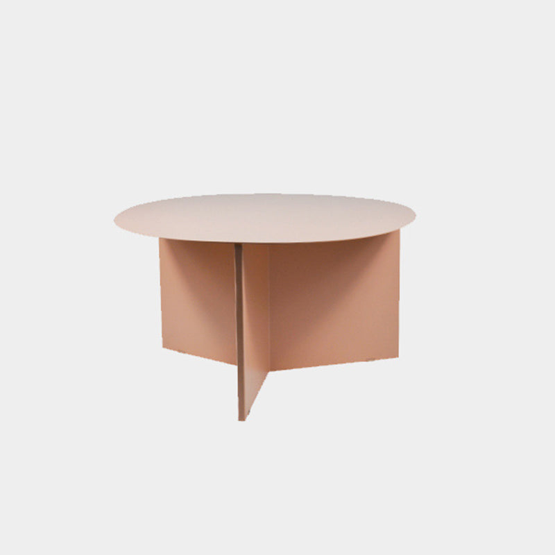 Solid Color Iron Round Top Side End Table Pedestal End Table 25.5"L x 25.5"W x 14"H Pink Clearhalo 'Coffee & Accent Tables' 'End & Side Tables' 'end_side_tables' 'furn' 'furn_end_side_tables' 'Furniture' 'Living Room Furniture' 5163753