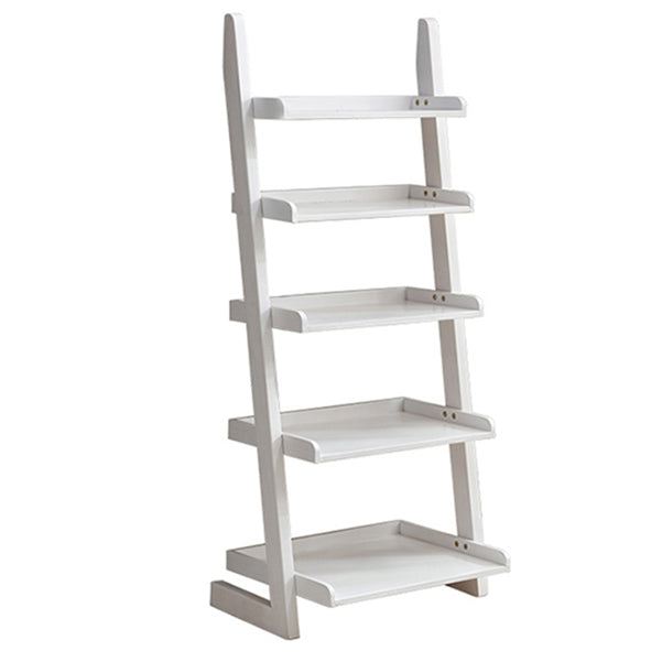 Modern Ladder Bookshelf Solid Wood Open Back Bookcase for Home