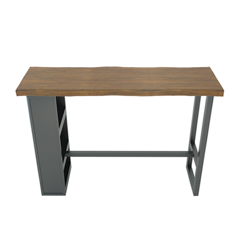 Pine Wood Bar Dining Table Modern Rectangle Bar Table with Trestle for Kitchen