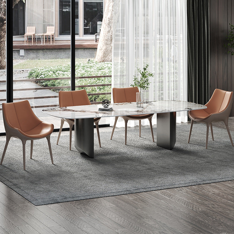 Set da pranzo in pietra sinterizzato moderno rettangolo 1/2/5 pezzi set da pranzo per le aree da pranzo