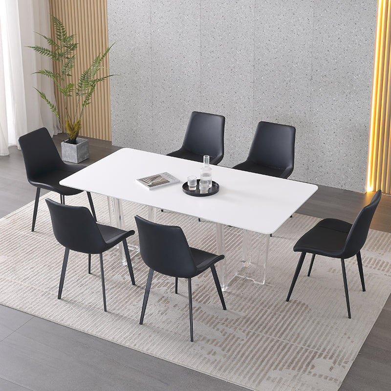 Moderne gesinterde toon bovenste eettafel rechthoek wit met acryl dubbel voetstuk