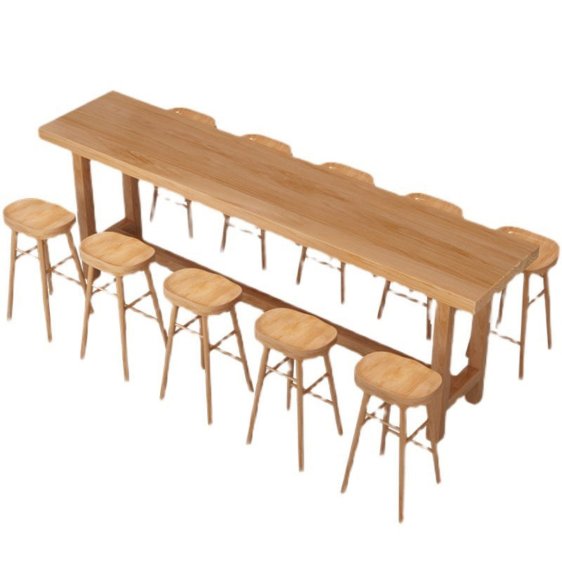 Juego de mesa de barra rectangular de lujo 1/5/6/11 Piezas Mesa de contador de madera con taburetes altos
