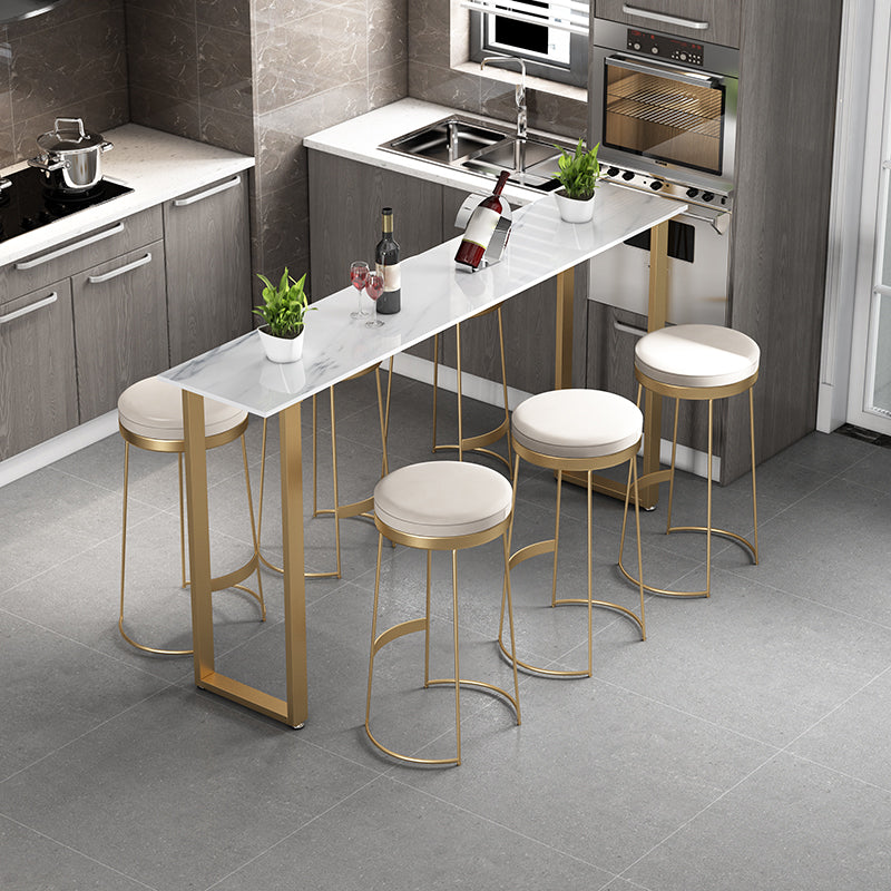 1/4/7 pièces Glam Glam Iron Bistro Set Rectangle Rectangle Bar Table Set avec un faux marbre blanc