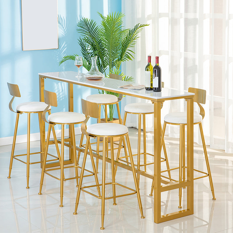 1/4/7 pièces Glam Glam Iron Bar Table Set Rectangle Bistro Set avec un faux marbre blanc
