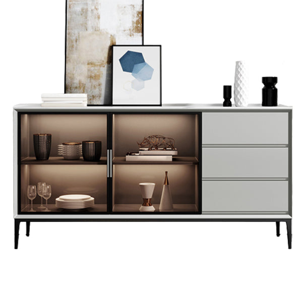 Glam 2-Door Sideboard Sintered Stone Top Sideboard for Living Room Tan Clearhalo 'buffet_sideboard' 'Buffets & Sideboards' 'furn' 'furn_buffet_sideboard' 'Furniture' 'Kitchen & Dining Furniture' 5171269