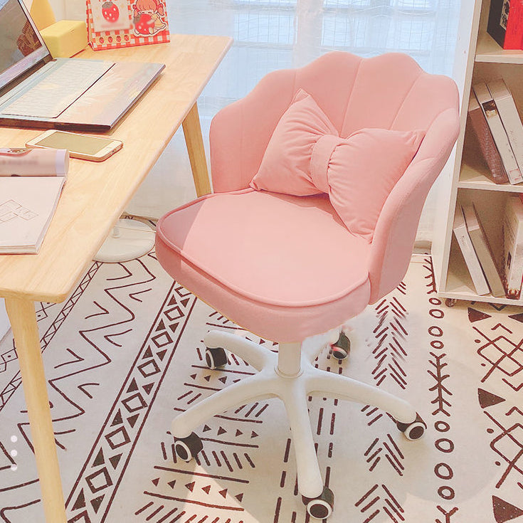 Ergonomic Low-Back Desk Chair Contemporary Upholstered Armless Office Chair Pink Star Base Clearhalo 'furn' 'furn_office_chair' 'Furniture' 'Office Chairs' 'Office Furniture' 'office_chair' 5171691