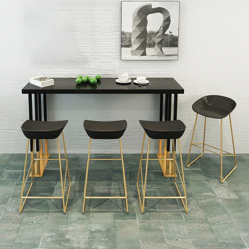Solid Wood Bar Dining Table Traditional Luxury Bar Table with Sled Base in Gold 78.7"L x 15.7"W x 41.3"H Black Without Chairs Clearhalo 'Bar Furniture' 'Bar Tables' 'bar_tables' 'furn' 'furn_bar_tables' 'Furniture' 'Kitchen & Dining Furniture' 5172924