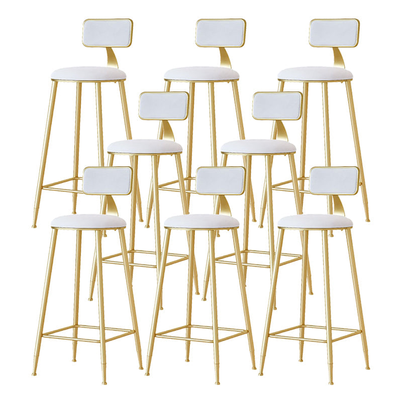 Taburete nórdico del brazo sin brazo Café de hierro Heces de bar con cojín de terciopelo y pedal