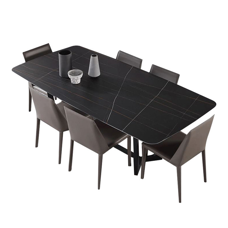 Contemporary Sintered Stone Dinette Set 1/2/5/7 Pieces Rectangular Dining Table Set