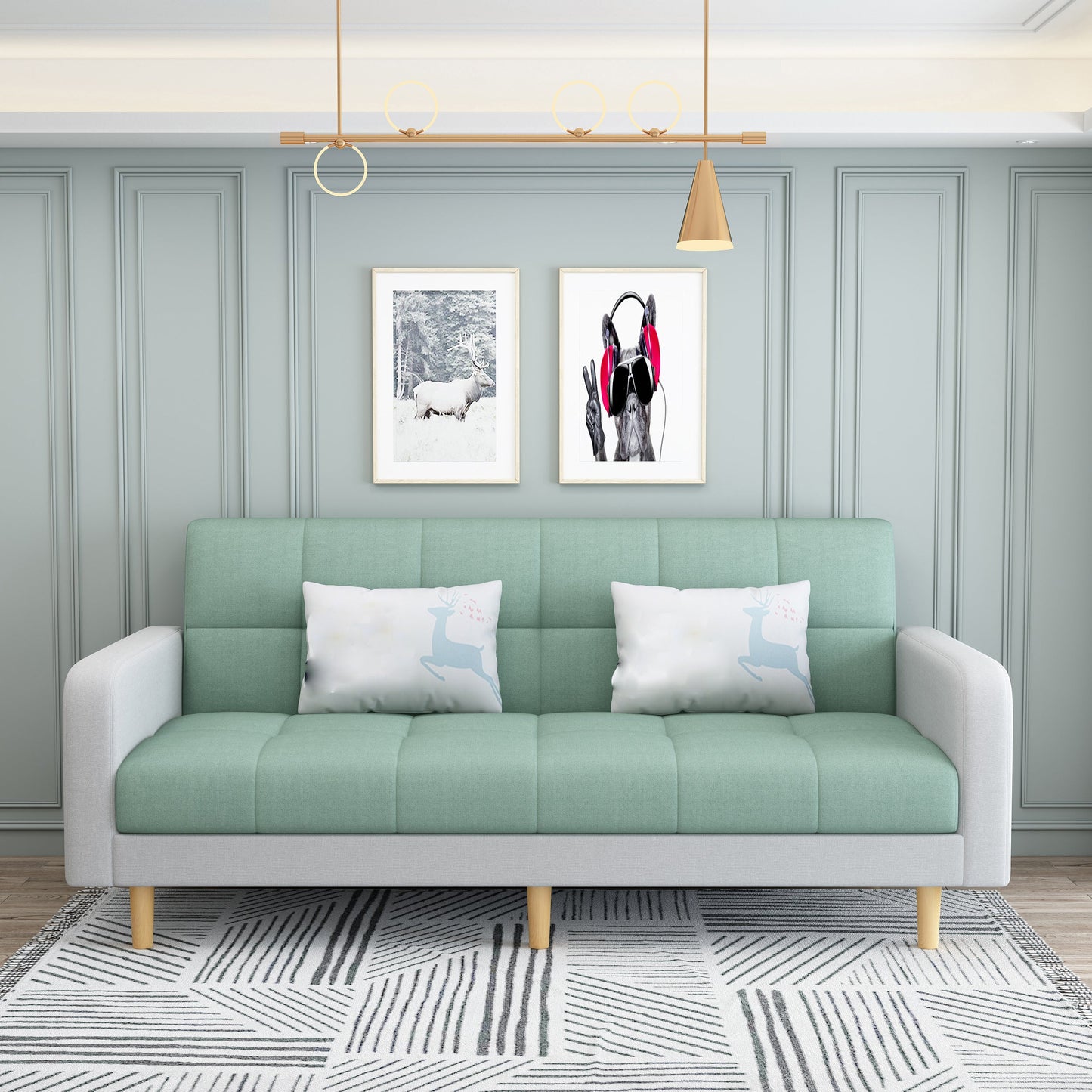 Hedendaagse Biscuit Back Convertible Square Arm Stationaire bank