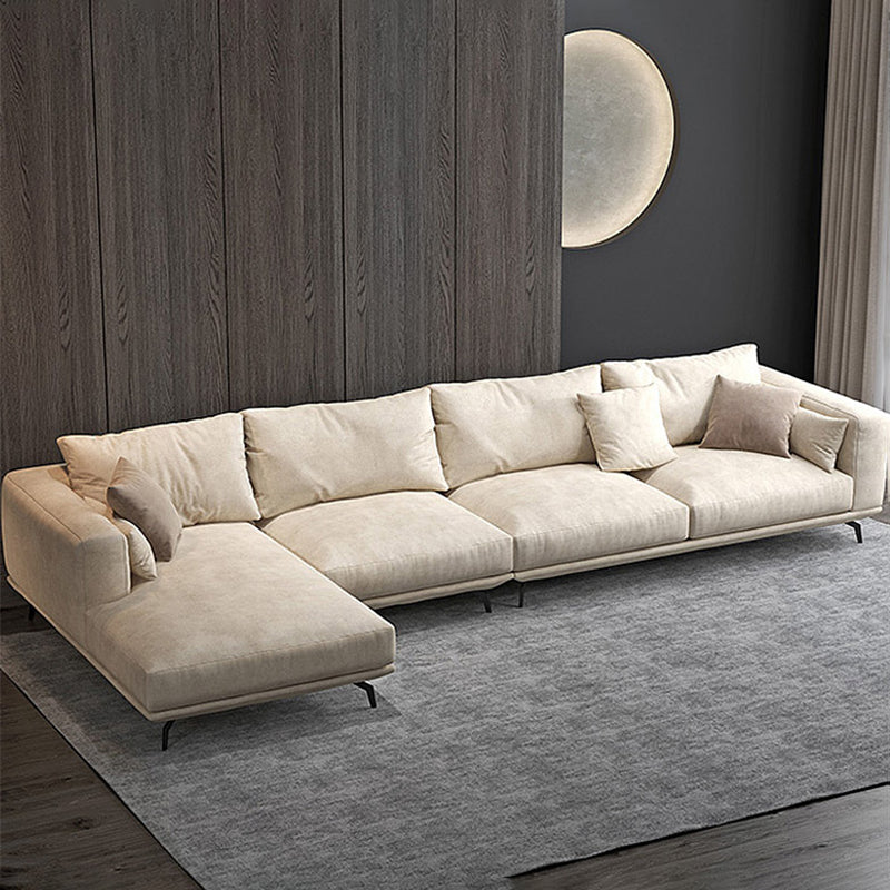 Sofá de cuero de imitación blanca y cojines sueltos de chaise Sofá - 25.59 "H